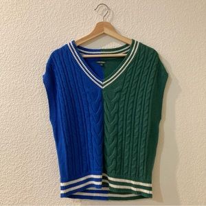 Wild Fable V-Neck Sleeveless Vest (XS Size - Blue, Green & White)